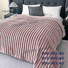 Плед шарпей бузковий покривало 1 5, Плед шарпей Королівський смужка 4 см на ліжко велюр полуторне