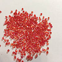 Бісер рубка японський MATSUNO МАТСУНО  11/ 2 CUT 100 грам, №7R , червоний світлий, веселковий