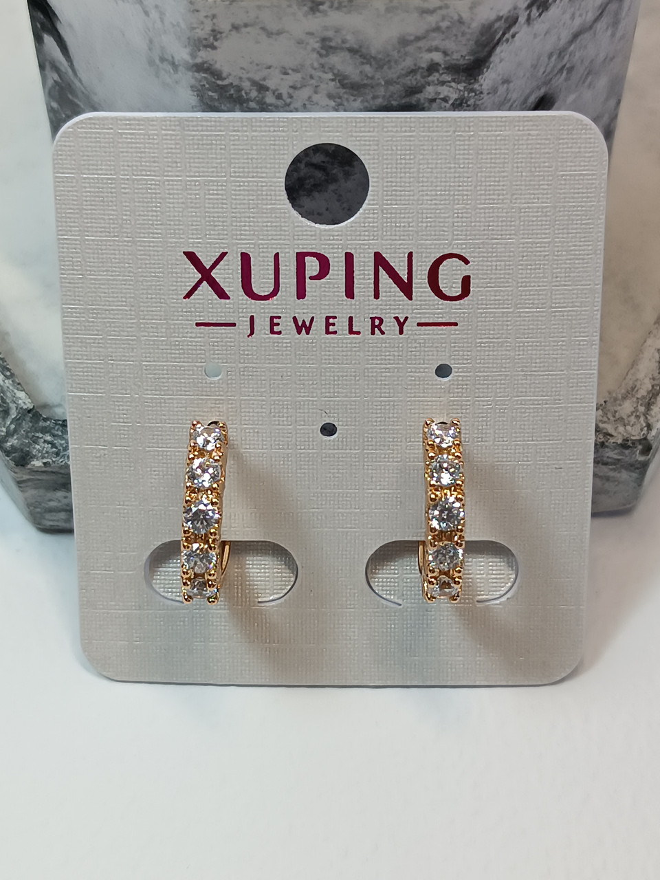 Сережки Xuping 18K, маленькі кільця, розмір 14 мм, фото 1