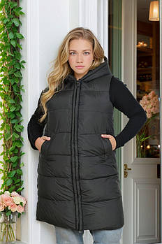 Жилетка жіноча подовжена утеплювач холофайбер (Батал)