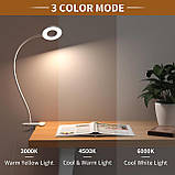 IZELL Book Light, лампа для читання з гнучким штативом, що пристібається, світлодіодні лампи з регульованою яскравістю, кріплення, фото 2