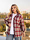 Сорочка жіноча в клітинку прямого вільного крою на гудзиках з класичним коміром, фото 3
