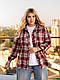 Сорочка жіноча в клітинку прямого вільного крою на гудзиках з класичним коміром, фото 5