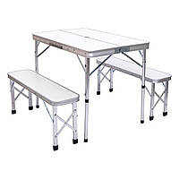 Комплект туристичний стіл + 2 лавки складні меблі Білий Lugi JY-9060W