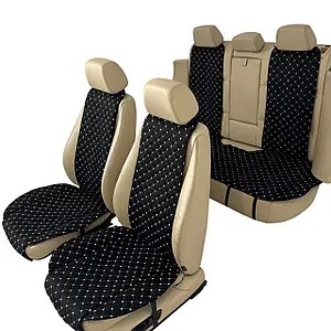 Чохли універсальні накидки - майки на 2 передні та заднє сидіння авто з алькантари, чорні (Стандарт)