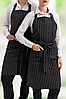 Фартух Lux Form Зебра з нагрудником у смужку чорний преміум тканина, фото 4