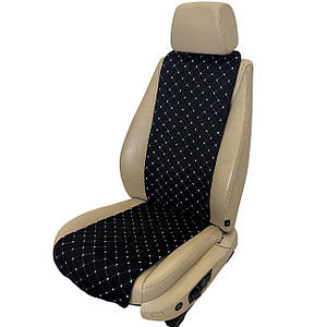 Чохол універсальний, накидка - майка на переднє сидіння авто з алькантари, чорна (Вузька)