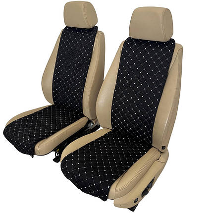 Чохли універсальні накидки - майки на передні сидіння авто з алькантари, комплект 2 шт, чорні (Вузькі), фото 1