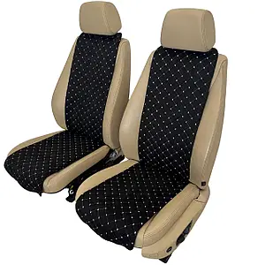 Чохли універсальні накидки - майки на передні сидіння авто з алькантари, комплект 2 шт, чорні (Вузькі)