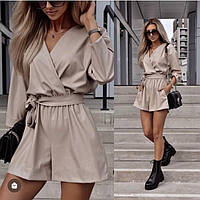 Жіночий Неймовірний комбінезон, 42-44, 46-48, чорний, бежевий, матова еко шкіра.