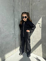 Дитячий теплий костюм, тринитка на флісі, чорний, шоколад, малина, оливка, марсал