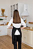 Фартух Lux Form Мілан з нагрудником водовідштовхувальний для повара офіціанта бармена перукаря чорний, фото 3