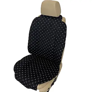 Чохол універсальний, накидка - майка на переднє сидіння авто з алькантари, чорна (Широка)