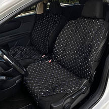 Чохли універсальні накидки - майки на передні сидіння авто з алькантари, комплект 2 шт, чорні (Широкі), фото 2