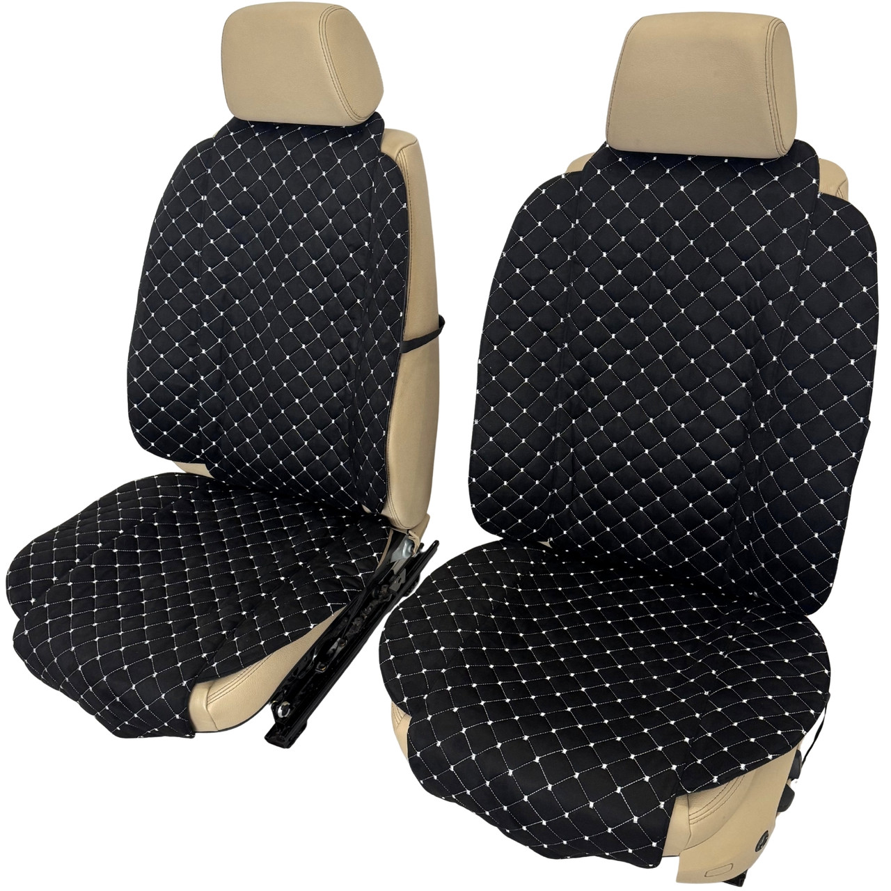 Чохли універсальні накидки - майки на передні сидіння авто з алькантари, комплект 2 шт, чорні (Широкі)