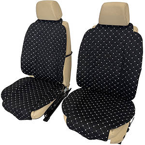 Чохли універсальні накидки - майки на передні сидіння авто з алькантари, комплект 2 шт, чорні (Широкі)