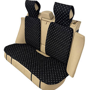 Чохол універсальний, накидка - майка на заднє сидіння авто з алькантари, чорна (диван + 2 спинки з підголівниками)