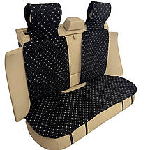 Чохол універсальний, накидка - майка на заднє сидіння авто з алькантари, чорна (диван + 2 спинки з підголівниками), фото 4