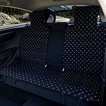 Чохол універсальний, накидка - майка на заднє сидіння авто з алькантари, чорна (диван + 2 спинки з підголівниками), фото 2