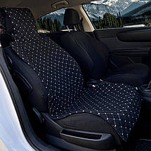 Чохол універсальний, накидка - майка на переднє сидіння авто з алькантари, чорна (З підголівником), фото 5