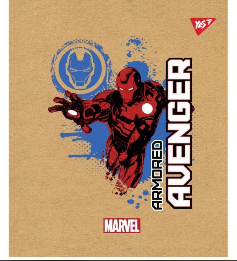 Зошит учнівський "YES" 12 арк. /765068/ "Marvel. Avenger", клітинка, офсетний папір 60 г/м², крафт + білила, фото 1