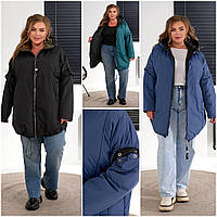 Жіноча демісезонна силіконова куртка - жилетка на блискавці супербатал: 52-54, 56-58, 60-62, 64-66, 68-70 - чорний, синій, зелений