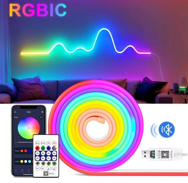 гнучкий неон з Bluetooth-керуванням через застосунок смартфона
