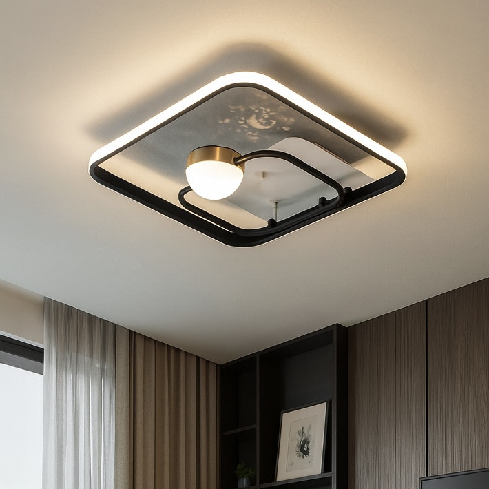 Квадратна Led люстра до 18 м² з пультом керування чорно-біла (MX2989-2B WH+BK), фото 1