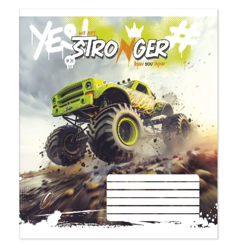 Зошит учнівський "Бріск" 12 арк. /ТВ-307/ "Пір’їнка" №0155 "Монстр-трак", лінія, офсетний папір 50 г/м², ВД-лак, фото 1