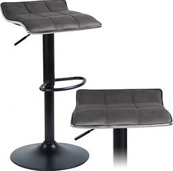 Барний стілець Bonro B-004 велюр сіре з чорною основою