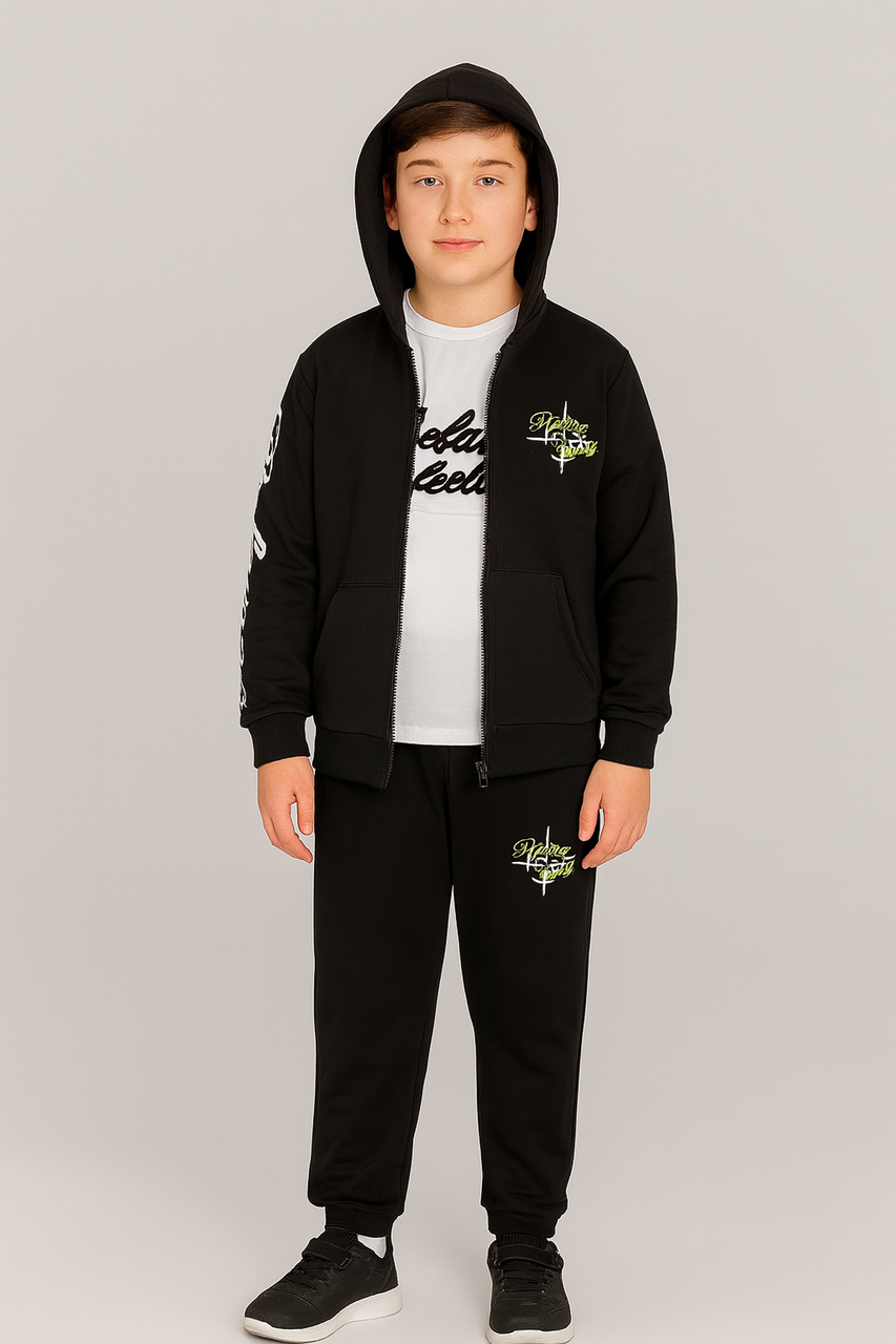 Спортивний костюм Dola Elvin із трьох речей для хлопчика 8–14 років, двонитка трикотаж,Чорний 164, фото 1