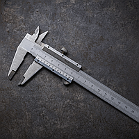 Штангенциркуль металевий 200 мм з нониусом, високоточний вимірювальний інструмент з упором