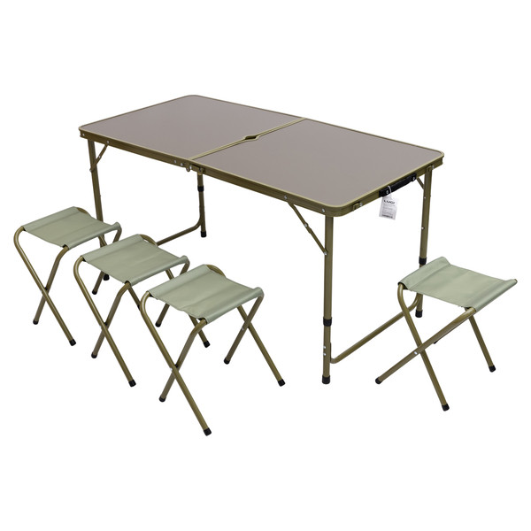 Раскладной стол + 4 стула кемпинговый набор для пикника, рыбалки, отдыха, туризма Зеленый JY-12060GR, фото 1
