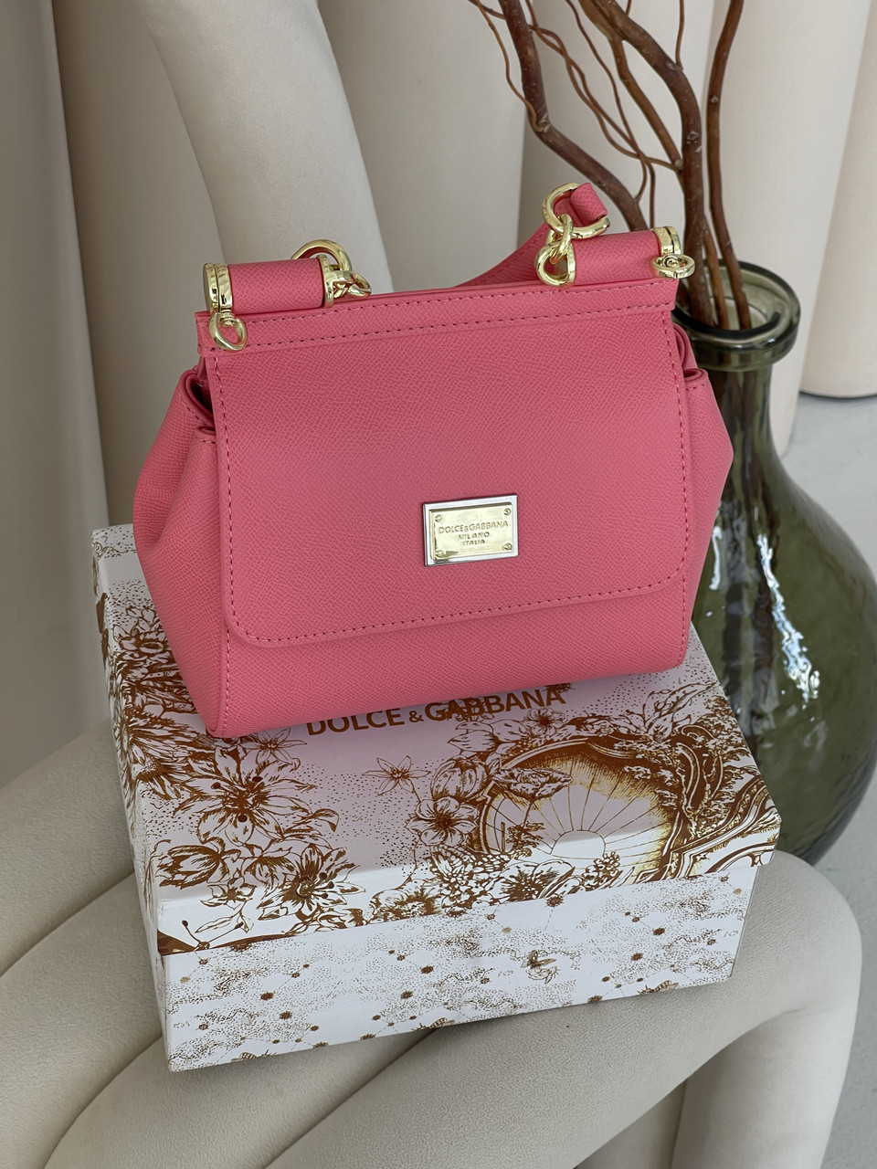 Сумка жіноча Sicily 18cm пудровий Дольче Габбана, фото 1