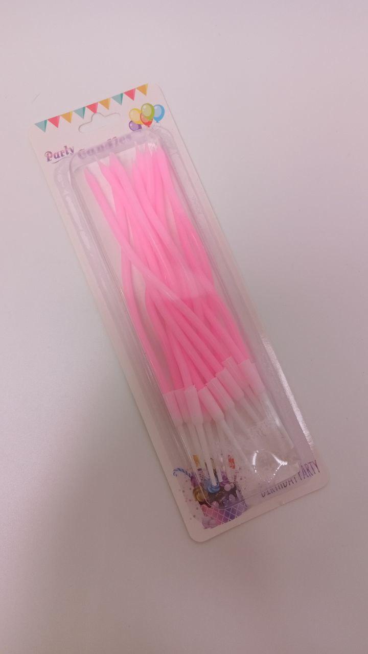 Свічки хвилясті рожеві, 12 шт., фото 1