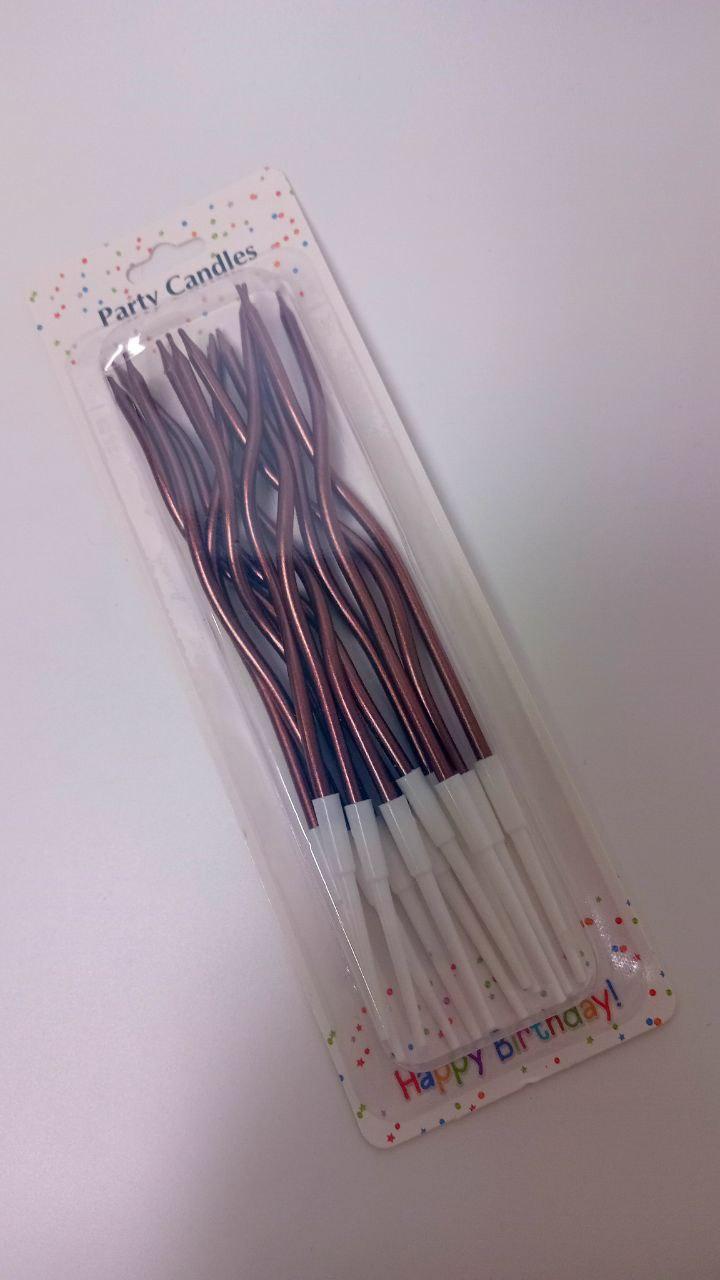 Свічки хвилясті шоколад глянцеві, 12 шт., фото 1