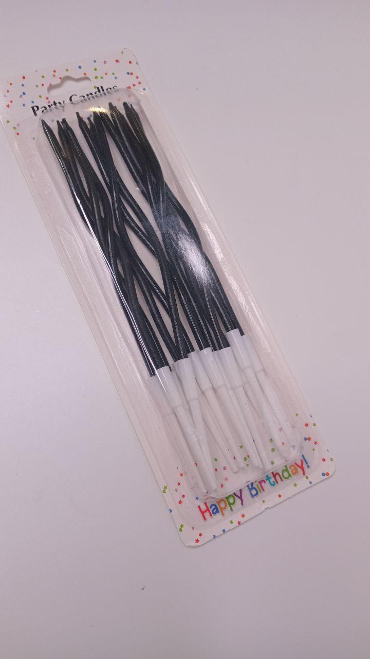 Свічки хвилясті чорні глянцеві, 12 шт., фото 1