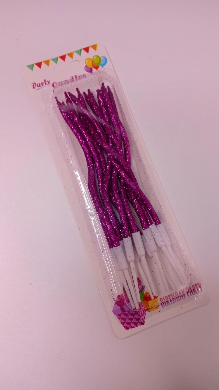 Свічки хвилясті фуксія з блиском, 12 шт., фото 1