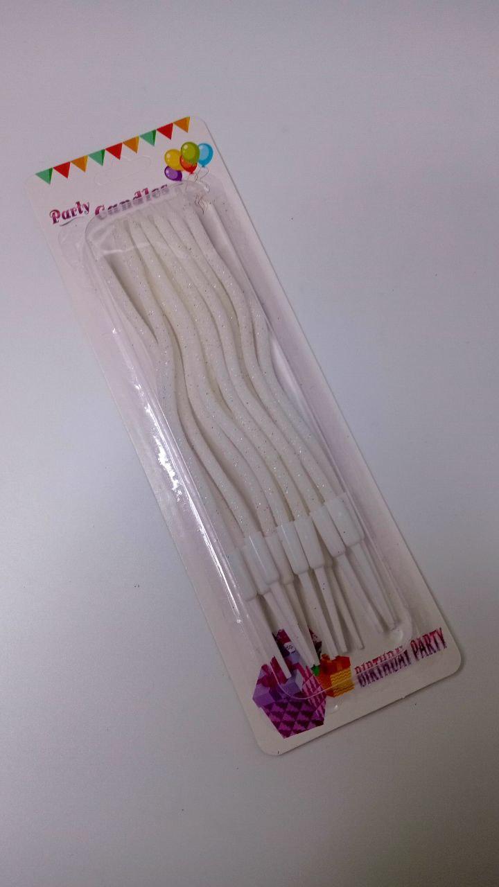 Свічки хвилясті білі з блиском, 12 шт., фото 1