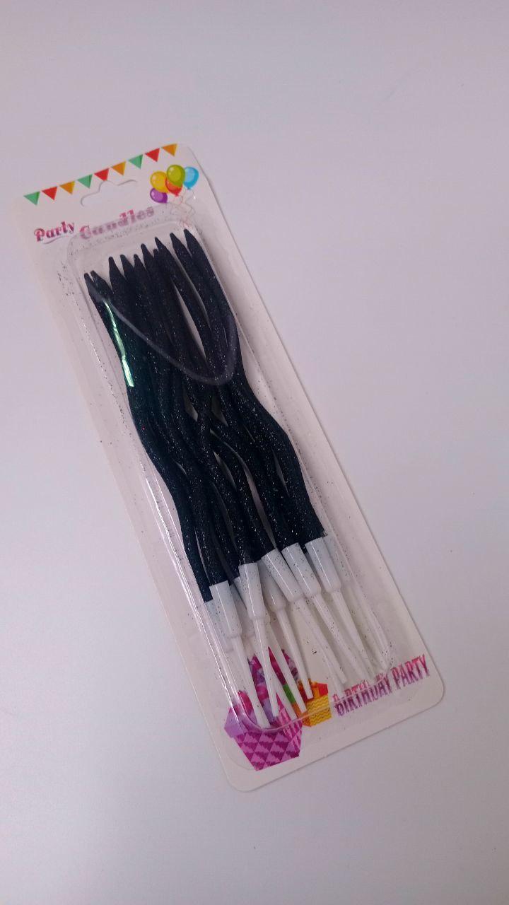 Свічки хвилясті чорні з блиском, 12 шт., фото 1