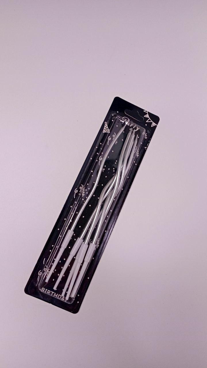 Свічки хвилясті срібло глянцеві, 6 шт., фото 1