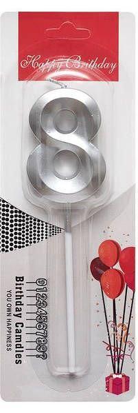 Свічка-цифра "8" грань, срібло, 1 шт., фото 1
