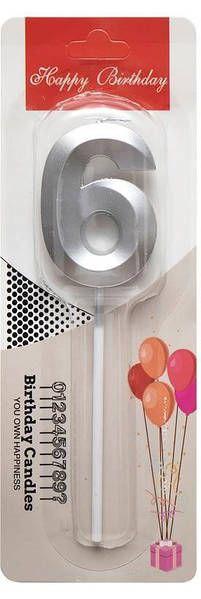 Свічка-цифра "6" грань, срібло, 1 шт., фото 1