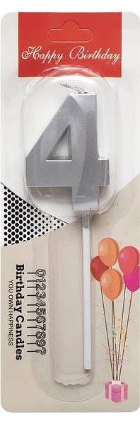 Свічка-цифра "4" грань, срібло, 1 шт., фото 1