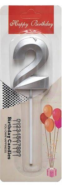 Свічка-цифра "2" грань, срібло, 1 шт., фото 1