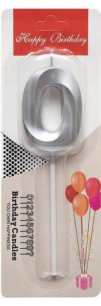 Свічка-цифра "0" грань, срібло, 1 шт., фото 1