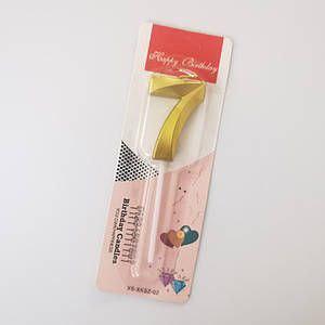 Свічка-цифра "7" грань, золото, 1 шт., фото 1