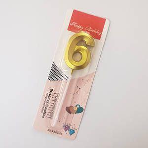 Свічка-цифра "6" грань, золото, 1 шт., фото 1