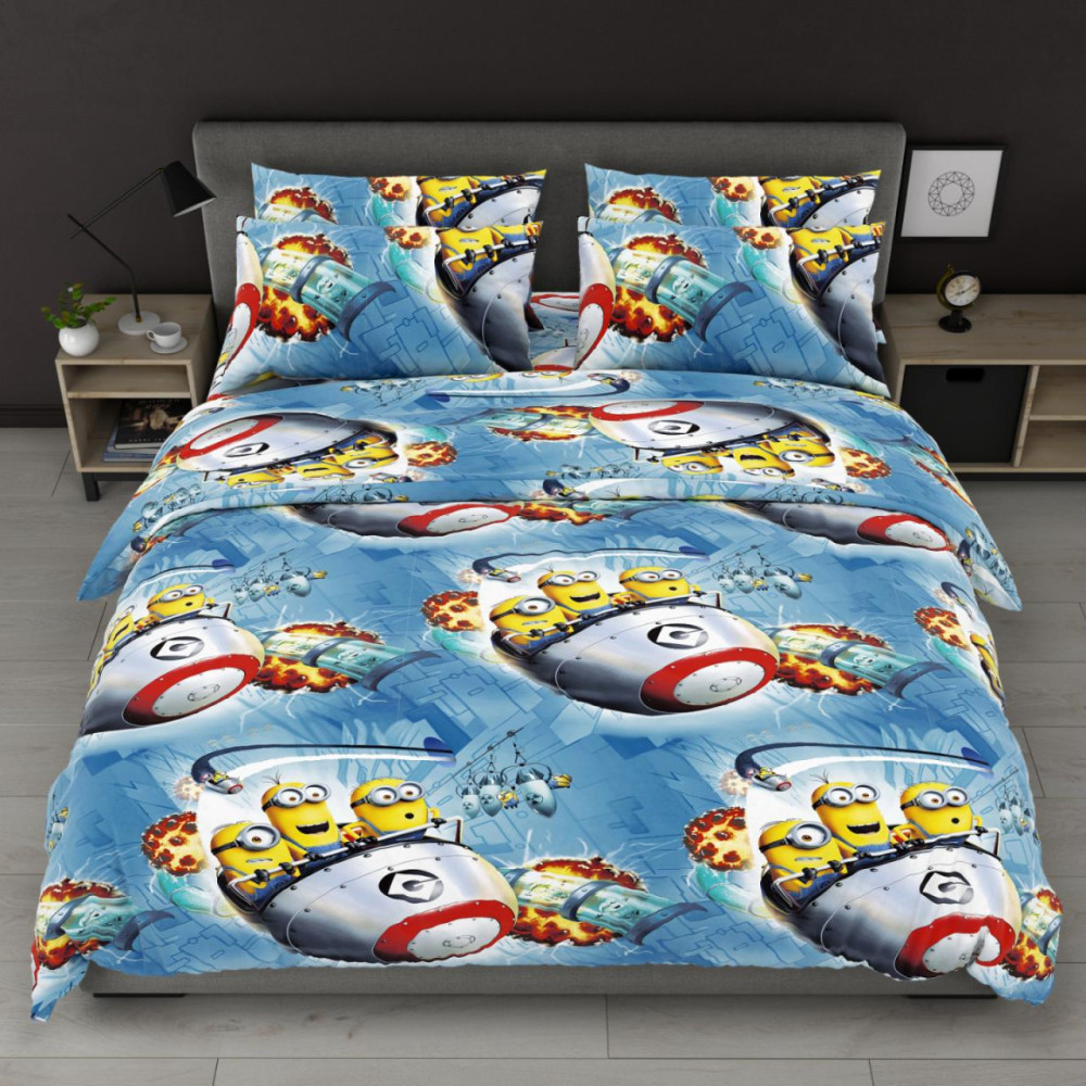 Посіпаки в космошарі - Бязь Gold - Двоспальний комплект постільної білизни, фото 1