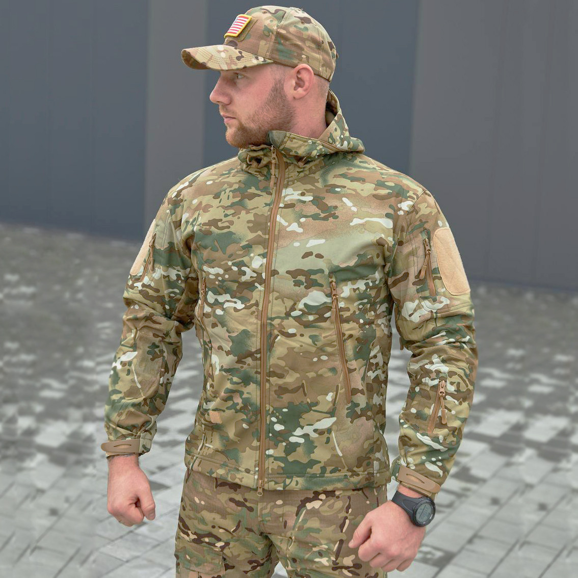 🔥 Куртка Soft Shell - Multicam (для полювання та риболовлі, тактичні, теплі, військові), фото 1